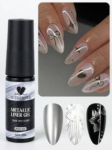 5ml 亮金属线凝胶指甲油金色银色美甲镀铬凝胶抛光镜面拉线涂鸦绘画条纹凝胶指甲饰物美甲用品内置刷子 DIY 美甲护理必需品