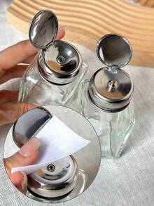 180ml Glass Nail Polish Remover Bottle, Rectangular Tapered Bottle, Alcohol Cleaning Liquid Crystal Liquid Dispenser Bottle, Empty Bottle Without Liquid - Multicolor - View 2
