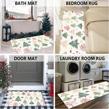 1 szt. Kolorowa, wełniana wycieraczka z nadrukiem w kształcie choinki, z nadrukiem na dole, z imitacji wełny TPR, mata łazienkowa, mata kuchenna, mata do pralni, dekoracja świąteczna, wystrój domu, dekoracja imprezowa, dekoracja ślubna, dekoracja jadalni - Wielokolorowe - Zobacz 6