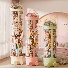 ぬいぐるみ 収納 推し活 収納 コレクションケース ぬいぐるみ収納 ケース 円柱 筒 筒状 キャスター キャスター付き インテリア 大きなぬいぐるみ 棚 大量ぬいぐるみ 大きい 大量 透明 クリア 人形 収納ボックス 収納ケース 隙間収納 おもちゃ箱 ホコリが入りにくい - ピンク - チェックする 6