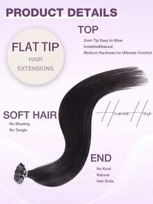 50 szt./opakowanie Przedłużki do włosów z płaskimi końcówkami, włosy ludzkie, keratyna, płaskie końcówki, Hot Fusions, pasemka, niewidoczne, jedwabiste, proste, naturalne, czarne, dla kobiet, wyglądające młodziej, gęste włosy, 50 szt./opakowanie 12-22 cale, wesele, ukończenie szkoły, na każdą okazję, na imprezę, używane codziennie, cosplay, podróż, przedłużki do włosów, Boże Narodzenie