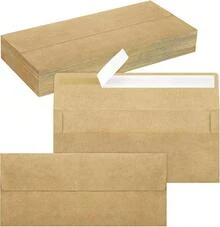50 Pack  10 Business Envelopes, Self Seal Standard Kraft Envelopes Secure Business & Legal Mailing, Office, Checks, Letter, Invoices, 4 1/8 X 9 1/2 Inches - 腮紅粉色配玫瑰金箔 - 查看 8