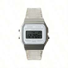 Reloj electrónico impermeable para hombre/mujer con correa, calendario, alarma y cronómetro. Reloj electrónico retro pequeño y cuadrado de material de goma, deportivo y de moda, adecuado para uso diario. Modelos: F-91W-3/F-91WS-4/F-91WS-7/F-91WG-9/F-201WA-9A/LA670WA-1/F-91WM-2A/F-94WA-9/F-91WM-7A/F-91WM-3A/F-91WS-2 - Blanco - Ver 1