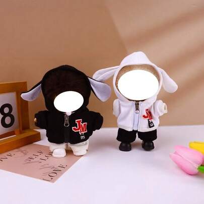 17CM Fashion Hooded Sweatshirt Outfit Set, Including Accessories Like Keychains And Figurines, Casual Clothing Set For LABUBU (Doll Not Included)