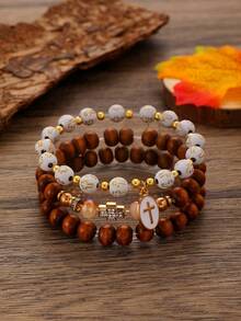 圣母玛利亚或圣洁圣洁串珠洗礼手链，带可调节弹性带，适合女士，适合圣诞节或节日送给她的珠宝礼物 - 串珠 - 查看 14