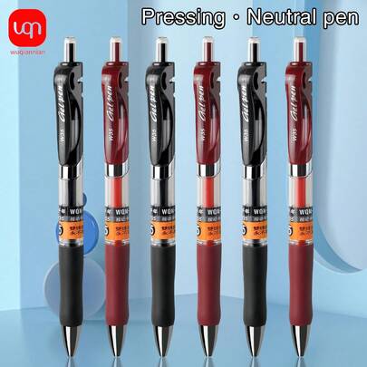 WUQIANNIAN 3/6pcs Black/Red Gel Pens Fine Point 0.5mm Soft Touch, Retractable Writing Pens Plastic Pen Clip For Note Taking Smooth Writing Quick-Drying Signature Pen Gel Pen Back To School Season