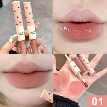 Double-Ended Lip Glaze Mirror Water Light Gray Powder Lip Mud Lip Gloss Honey Light Makeup Nude Color Lipstick New Product - 01#嫩粉 - 查看 1
