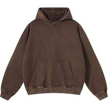 Men's Fashionable Autumn Washed Distressed Pocket Hoodie, Mens Hoodies Vintage Oversized Hoodie Acid Wash Couples Cotton Pullover Hoodies For Men Streetwear Sweatshirts - Street Fashion Outerwear - 棕色 - 查看 8