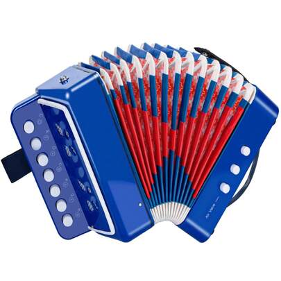 Acordeão infantil acordeão, acordeão de botão 10 teclas com alça, acordeão instrumento musical presente para iniciantes, acordeão adultos e crianças a partir de 3 anos