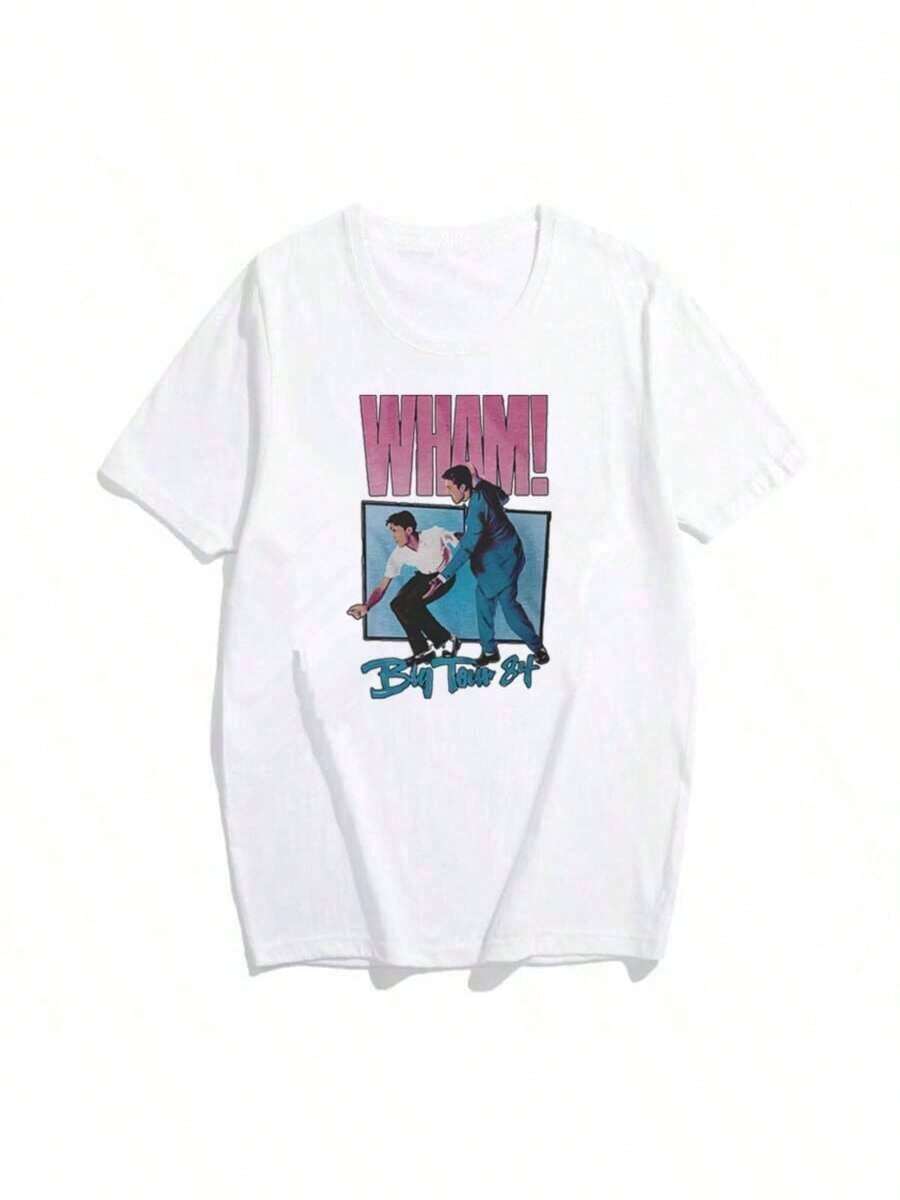 SUMMER Wham Concert Singer T Shirt George Michael Wham T Shirt 90s Pop Music Group Shirt Wham Vintage Unisex Short Sleeve Shirt - trắng - Xem 1