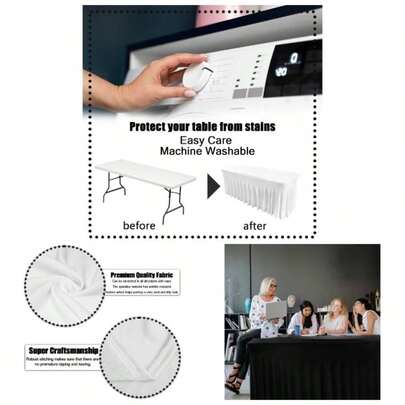 Spandex Table Skirts 6ft Rectangle Table, Table Cover 6ft Table With Skirt, Fitted Rectangular Stretchable Table Cloth Wedding Party Exhibitions Cockt