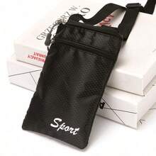 Bolsa Transversal Esportiva (1 unidade) - Alça Ajustável, Fecho com Zíper, Forro de Poliéster, Design Compacto para Passaporte e Itens Essenciais, Disponível nas Cores Azul, Preta, Roxa e Rosa, Acessório de Viagem | Bolsa Transversal Esportiva | Bolsa com Fecho de Zíper