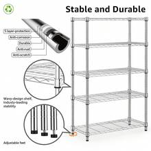 M MZG Adjustable Wire Storage Shelf, Heavy Duty Silver Organizer Rack For Pantry Kitchen Laundry Office Bathroom Room, Home Utility Shelving Unit Garage Storage - 銀色 - 查看 8
