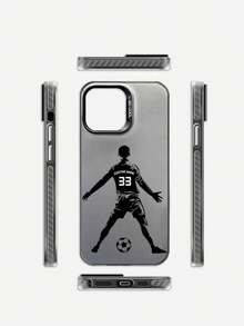 1pc Customizable Letter Name Phone Case, Football Element Pattern, Compatible With Samsung S24 Ultra/S25 Ultra And Compatible With IPhone 17 Pro Max/16 Pro/15/14 Plus/13 Pro/12 Pro Max/11/7P/XS/XR, Hard PC Material, Scratch-Resistant, Fingerprint-Proof, Suitable As Birthday, Anniversary Gift For Personal, Partner, Family, Friend, Couples, Sibling - Black - View 5