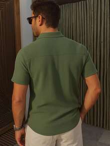 Men's Comfortable Knit Shirt Lightweight Shirt For Summer - 綠色 - 查看 2