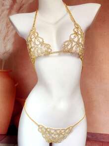 多层水钻腰肚链腿大腿链女士性感沙滩比基尼身体链腿大腿束带首饰 - 身體鏈 - 查看 13