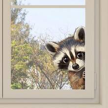 1 Stück statischer Fensteraufkleber statischer Waschbär Fensterfolie - beidseitig wiederverwendbarer Tiermuster Fensteraufkleber, süßer Waldtier Vinyl Aufkleber für Frühlingsfest, Fenster & Spiegel Dekoration, Küche abnehmbar, glänzende Oberfläche - Verschiedenfarbig - Übersicht 9
