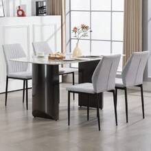 Modern Dining Chairs Set Of 4 High Back Support Dining Room Chair With Metal Legs Chenille Fabric Kitchen Chair For Home Restaurant,23064415 - 淺灰色 - 查看 2