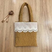 Women's Lace Patchwork Handbag Fashionable Versatile Mini Floral Purses For Daily Life, Work, Travel - Yellow - View 4