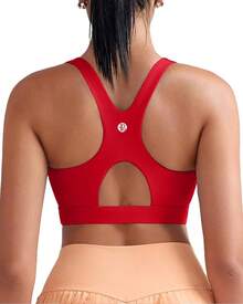 Racerback Molded Cup Sports Bra With Sewn In Pads - A-deep Red - View 12