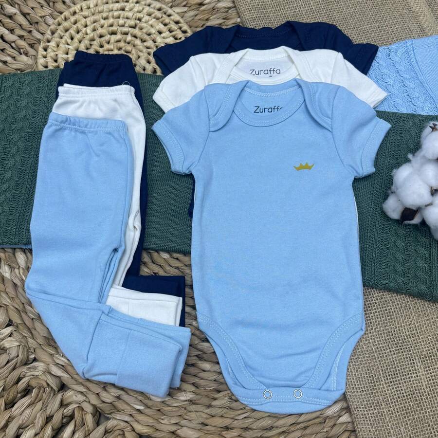 6-Piece Kit With Short Sleeve Bodysuit And Foot-Warmer | Bodysuit And Foot-Warmer Set For Babies | RN, P, M And G - Visa 1