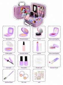 New Purple Unicorn Girl Makeup Set Toy, Includes Bag, Wallet, Storage, Interactive Play, Simulation Makeup, Role Play, Hobby, Christmas Gift - Multicolor - View 8
