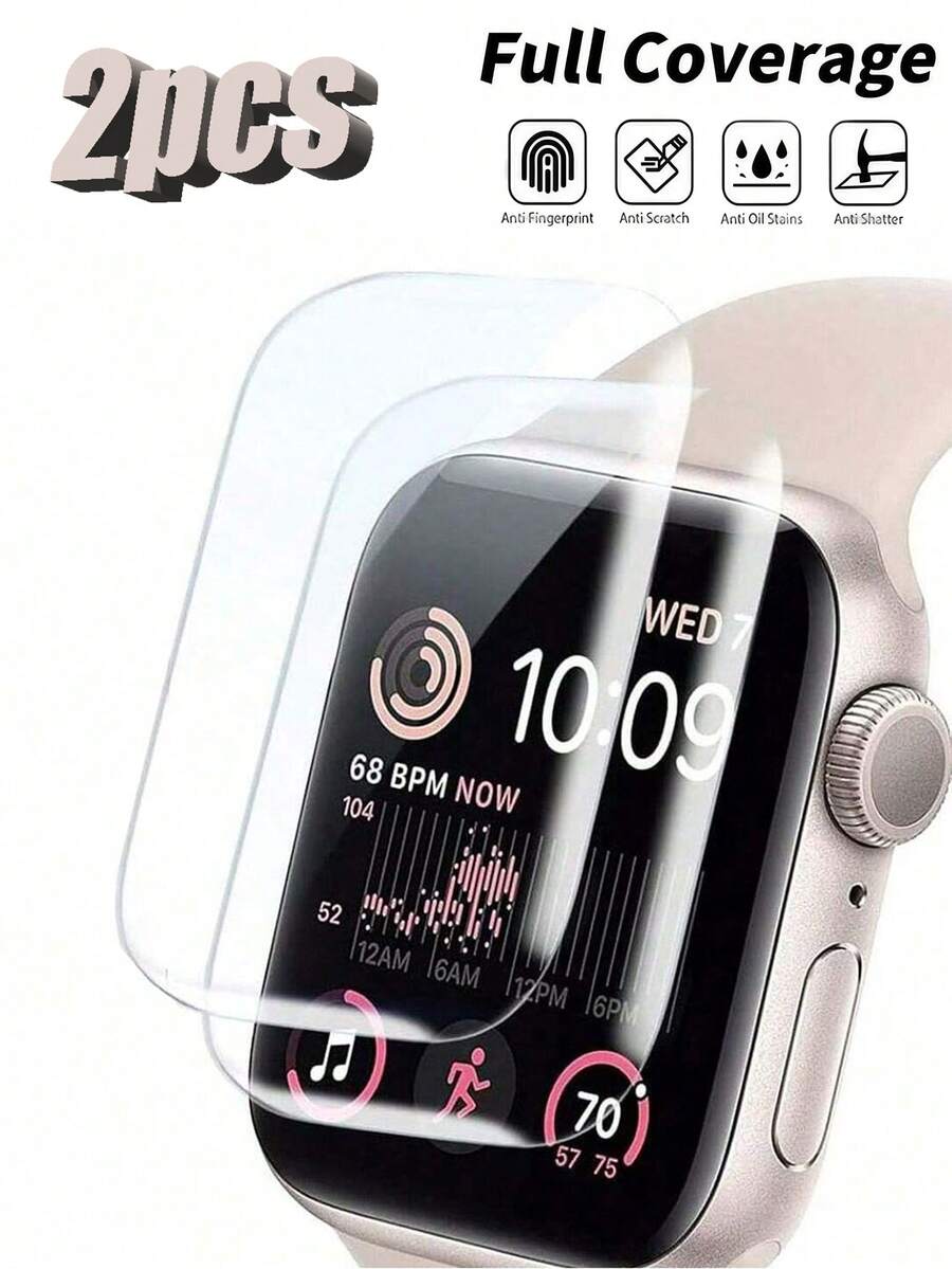 2pcs Compatible With Watch Series 10 46mm Full Coverage Screen Protector, Bubble-Free High Definition Protective Film - Clear - View 1