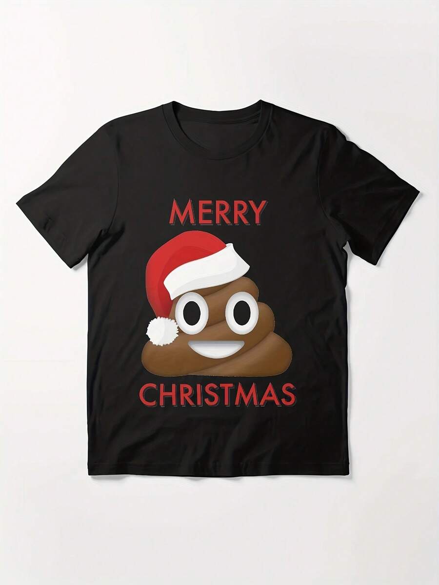 [Envío desde México]Camiseta estampada para ambos géneros, estampado con diseño divertido, tela de algodón suave al tacto y confortable al vestir, atuendo temático de Día de los Muertos y Navidad, ideal para fanáticos del anime y estilo streetwear - Negro - Ver 1