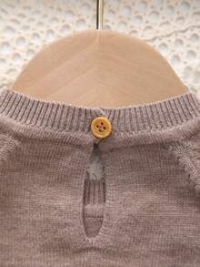 Baby Girls' Knitted Crew Neck Tulip Embroidery Sweater, Sweet Winter Outerwear - Coffee Brown - View 9