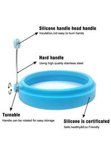 带手柄圆形硅胶蛋模，硅胶鸡蛋塑形器，煎饼模具，鸡蛋圈，不粘厨房烹饪工具，耐热 - 彩色 - 查看 8