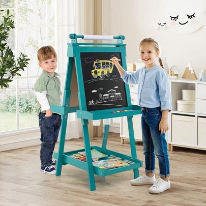 Lifezeal Foldable Easel For Kids 3-In-1 Double-Sided Art Easel With Chalkboard