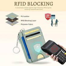 Green Credit Card Holder Small Wallet Women, Minimalist Slim RFID Blocking Wallet Woman Keychain With Zipper Coin Pocket, Front Pocket Thin Travel Card Case Organizer ID Window Ladies Gifts{"Color_name":"SolidGreen"} - 多色10 - 查看 5