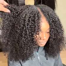 V Part Curly Wave Wig Human Hair No Leave Out V Shape Water Weave Curly Upgrade U Part Wigs With Clips Daily Wear Soft Hair Glueless V-Part Wig No Filter Glamorous Weekend Ready For Women Beginner Friendly No Lace No Glue No Sew In Daily Wear Hair Accessory 200% Density - Natural Black - View 2