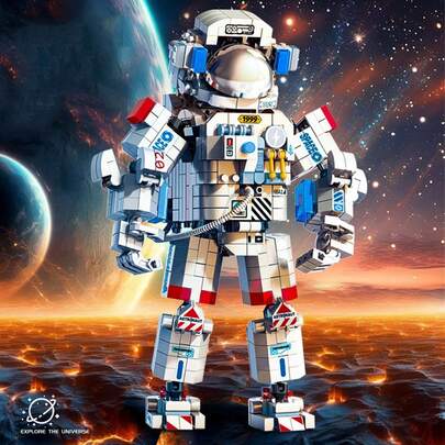 975片宇航员积木套装，太空黎明机甲模型，适合6-12岁男孩的挑战性装饰玩具，生日礼物