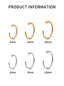 1 قطعة من الفضة الإسترليني عيار 925 دبوس أنف ثقب الجسم البشري، حلقة أنف مطلية بالذهب عيار 14 قيراط، حلقة أنف بسيطة على شكل حرف C، مناسبة لمجوهرات الجسم للنساء