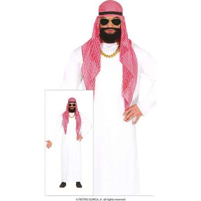 Fiestas Guirca Millionär Scheich Kostüm für Erwachsene, exotischer und spielerischer Charakterkostüm für Themenfeiern und Feiern, beinhaltet Hose, Hut und realistische Accessoires, ideal für arabisch-inspirierte Kostümveranstaltungen und Partys - KOSTENLOSER Versand ✅ Lieferung innerhalb von 24/48 Stunden nach Spanien (Festland)