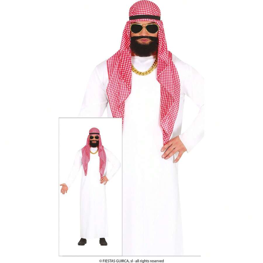 Fiestas Guirca Millionaire Sheik Costume For Adults, Exotic Character And Bet Costume For Themed Parties And Celebrations, Includes Pants, Hat, And Realistic Accessories, Ideal For Events And Arab-Style Costume Parties - Multicolor - View 1