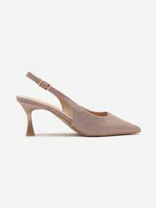 Talons compensés à brides scintillants et pointus - Chaussures élégantes pour femmes pour les soirées d'été/les fêtes - Champagne - Voir 3