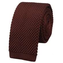 Corbata delgada de punto de unicolor y textura para hombres, acabado cuadrado {"Talla_nombre":"Talla única","Color_nombre":"Marrón óxido" - Multicolor21 - Ver 1