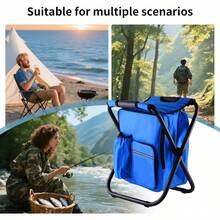 Folding Chairs Outside, Outdoor Folding Chair, Backpack Cooler Bag Camping Recliner Hiking Fishing Mountaineering Picnic Beach Garden Porch Balcony Backyard Festival Patio Park - Azul - Ver 5