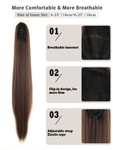 7JHH WIGS 40 pollici Estensione per coda di cavallo dritta extra lunga color miele marrone con laccio, in fibra sintetica resistente al calore, morbida parrucca finta per uso quotidiano e per feste