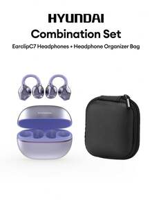 Tai nghe Bluetooth thời trang HYUNDAI EarclipC7 kèm hộp đựng, nghe nhạc và chơi game, độ trễ thấp, thời lượng pin dài, gọi điện HD có mic, chống nước IP45, vừa vặn thoải mái khi chơi thể thao, chạy bộ, làm việc, tương thích với điện thoại thông minh và máy tính, quà tặng cho các cặp đôi - Nhiều màu + túi đựng tai nghe - Xem 2