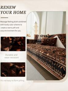 1 Stück nordischer und orientalischer Stil Flanell Sofakissenbezug, Herbst/Winter verstärkter warmer Sofabezug, tierfreundlich, Möbelschutz, passend für alle Sofas, maschinen-/handwaschbar, geeignet für Wohnzimmer, Schlafzimmer, Büro Sofa Dekoration