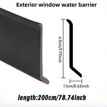78.74英寸窗户密封条，通用防水装置，窗台挡风雨条，有效阻隔窗扇的防水，窗户裂缝防水条，采用TPE材料制成 - 黑色 - 查看 4