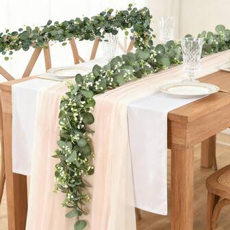 1/2 件 5.9 英尺桉树花环，人造桉树叶桌面绿植花环藤蔓适用于婚礼派对桌壁炉卧室墙壁房间装饰