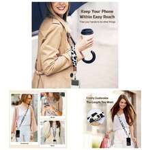 Phone Lanyard cordn de telfono Unisex adulto - 150cm/40cm + Blanco y negro - Ver 1