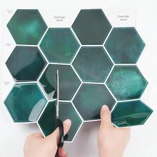 Dark Green Tile Peel And Stick Backsplash For Kitchen12X12 4Tiles Hexagon Stick On Back Splashes For Kitchens Peel And Stick Wall Tiles For Bathroom Shower Tile Stickers Renter Friendly