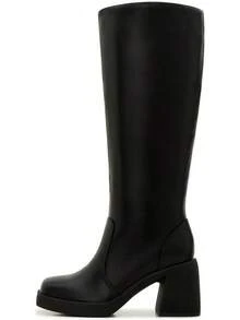 Wide Calf Plus Size Women's 70s Gogo Tall Knee High Square Toe Chunky Heel Retro Fashion Vintage Boots - 紫色專利 - 查看 8