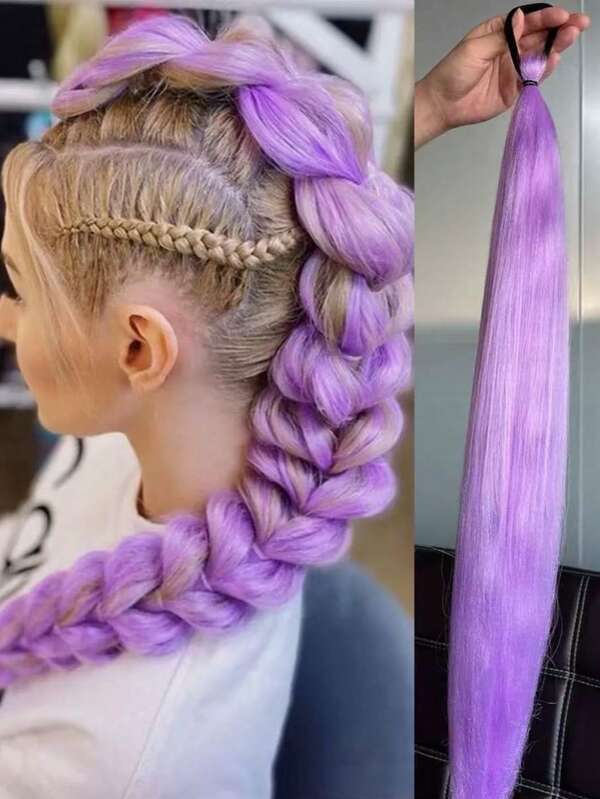 1 Stück farbenfroher Regenbogen Farbverlauf Haargummi - Party Essentiell geflochtener Zopfhalter, Strumpfstopfer. Bitte beachten Sie, dass die tatsächliche Produktfarbe leicht vom Bild abweichen kann. Einzelstück, zufällige Farbe. Leicht und langanhaltend aus synthetischem Haar, geeignet für Urlaub, Partys, besondere Anlässe, Anime/Comic Charakter Cosplay und Frauen.