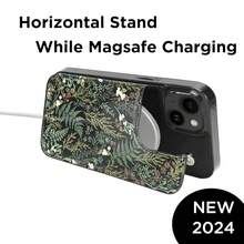 For IPhone 15 6.1" Wallet Case Magsafe With Card Holder Slot[Compatible With MagSafe] Folio Flip PU Leather Double Magnetic RFID Design With Camera Lens Protector (Ferns){"Color_name":"Ferns","Size_name":"IPhone156.1\""} - Nhiều màu20 - Xem 6